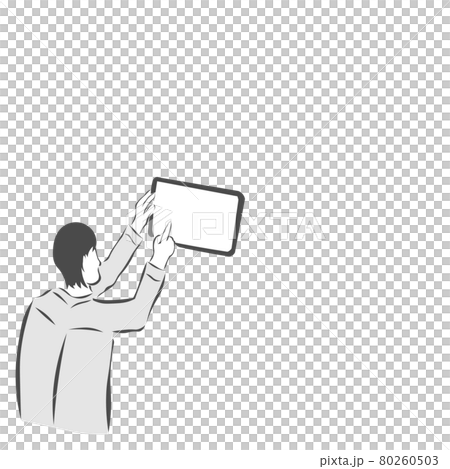 タブレットで撮影する人のイラスト タブレットで撮影する人のイラスト 80260503