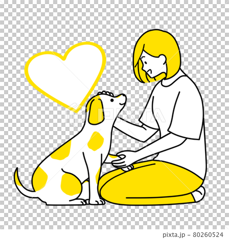 女人和狗的插圖 女人和狗的插圖 80260524