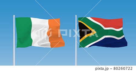 南アフリカ共和国とアイルランドの国旗のイラスト素材