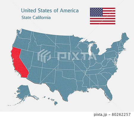 Vector map country USA and state California 80262257