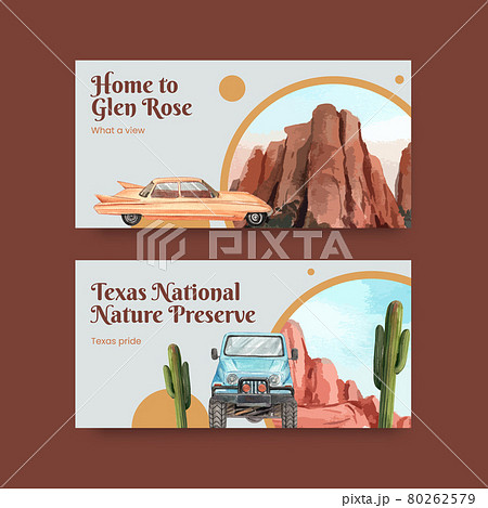 Twitter template with national parks of the United States concept,watercolor style 80262579