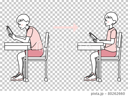 Posture of a child sitting on a chair Posture of a child sitting on a chair 80262660
