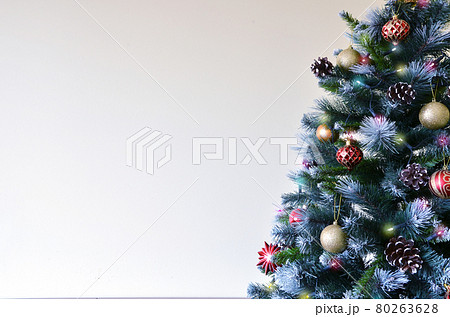 Christmas tree with balls winter holiday background Christmas tree with balls winter holiday background 80263628