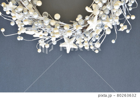 Winter holiday flat lay composition with garland Winter holiday flat lay composition with garland 80263632