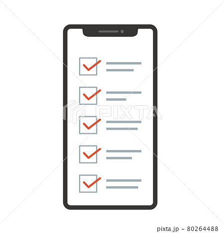 スマホに表示されているチェックリストのイメージのイラスト素材