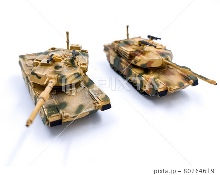 Modern tank model toy isolated on white background 80264619