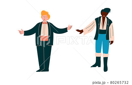 Opera Singer in Theatrical Garment Performing on Stage Vector Set 80265732