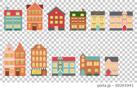 洋風な家のベクターイラストセット 住宅 建築 町並み 街並み 外国 のイラスト素材 洋風な家のベクターイラストセット 住宅 建築 町並み 街並み 外国 のイラスト素材