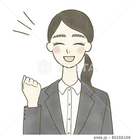 ガッツポーズする女子就活生 80266106