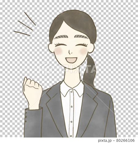ガッツポーズする女子就活生 80266106