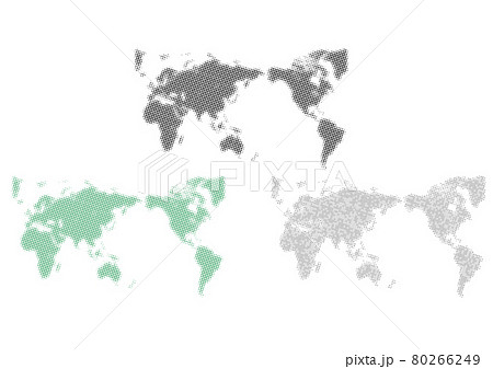 世界地図イラスト 網点 3色セットのイラスト素材