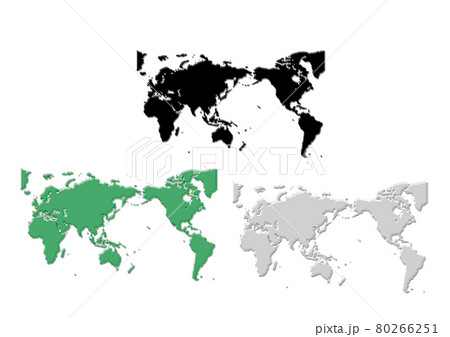 世界地図イラスト 金属板風 3色セットのイラスト素材