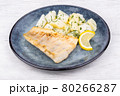 grilled vessel with boiled potatoes 80266287