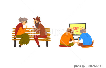 Elderly People Fun Leisure Activities Set, Seniors Playing Cards and Video Games Cartoon Vector Illustration Elderly People Fun Leisure Activities Set, Seniors Playing Cards and Video Games Cartoon Vector Illustration 80266516