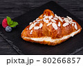 croissant with custard cream and almonds, from prime grade flour, butter, almond, chips, custard cream with butter 80266857