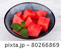 slices of fresh sweet watermelon, served with mint 80266869