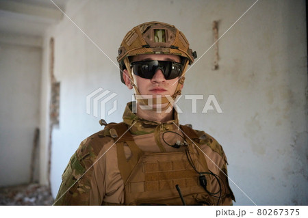 modern warfare soldier portrait in urban environment modern warfare soldier portrait in urban environment 80267375