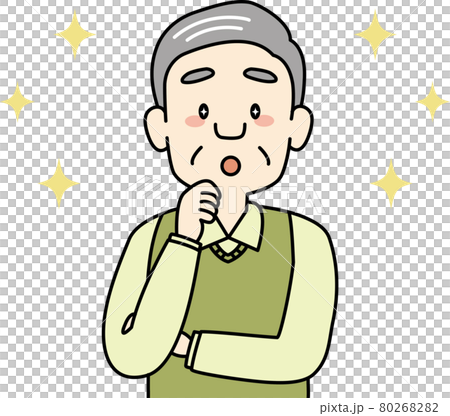 一位眼睛明亮的老人的插圖（上半身） 80268282