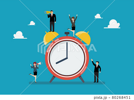 Tiny business people with alarm clock 80268451