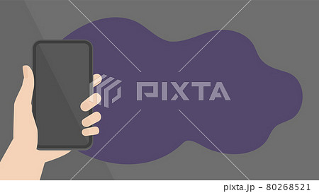 スマートフォンでのトラブルや犯罪 故障イメージ素材 スマホを持つ人の手とコピースペース付きの背景 のイラスト素材