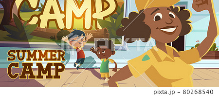 Summer camp poster with people going to hike 80268540