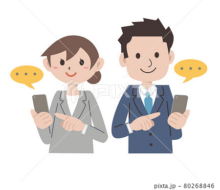 ビジネス　スーツ　スマートフォン　操作　男女 80268846