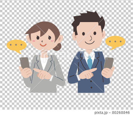 ビジネス　スーツ　スマートフォン　操作　男女 80268846