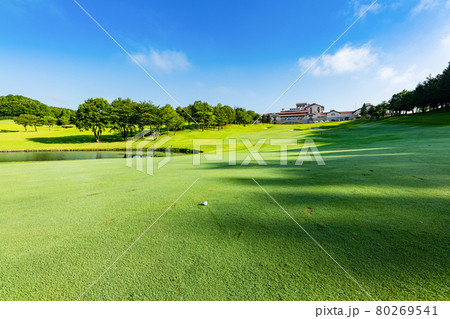 早朝のゴルフ場とゴルフボール 80269541