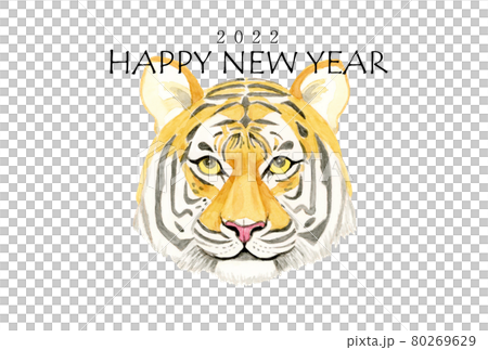2022年寅年 年賀状【手描き水彩画】 2022年寅年 年賀状【手描き水彩画】 80269629