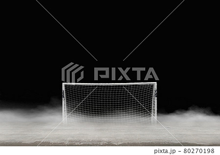 背景素材 サッカーのゴールと砂嵐の舞うグラウンド イラストのイラスト素材