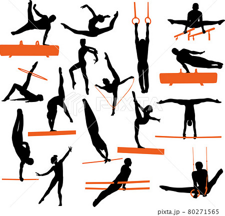 gymnastics silhouettes collection - vector 80271565