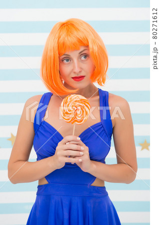 Crazy girl in playful mood. Fashion girl with orange hair Crazy girl in playful mood. Fashion girl with orange hair 80271612