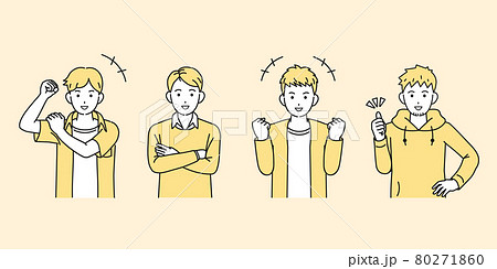 若い男性達　友達　若者　笑顔　喜ぶ　元気　大学生　イラスト素材 80271860