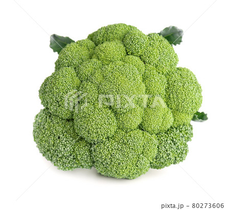 Broccoli isolated on white background. Raw green broccoli vegetable. Close up. 80273606