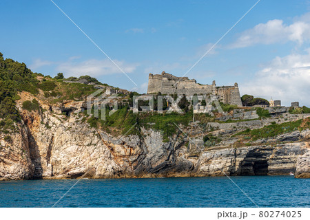 Doria Castle in Porto Venere and Mediterranean Sea - Liguria Italy Doria Castle in Porto Venere and Mediterranean Sea - Liguria Italy 80274025