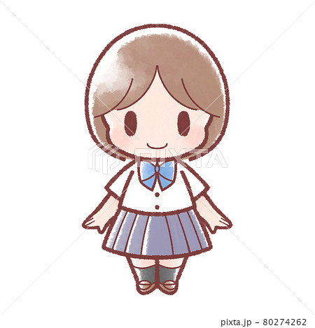 半袖シャツの女の子のイラスト素材