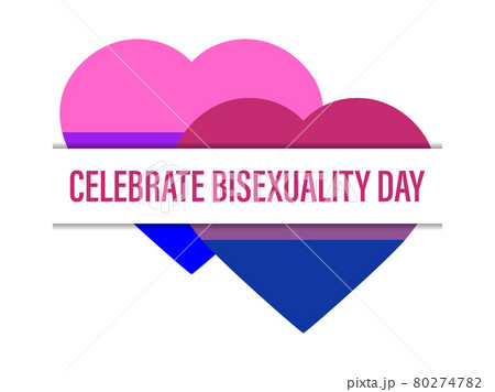 Celebrate Bisexuality Day. Two hearts with bisexual pride flag isolated on white background. Festival of sexual minorities. Design for banner and poster. Vector illustration Celebrate Bisexuality Day. Two hearts with bisexual pride flag isolated on white background. Festival of sexual minorities. Design for banner and poster. Vector illustration 80274782