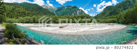 上高地から見た穂高連峰 80274822