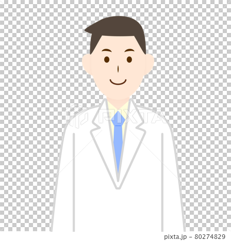 医者や研究者のような白衣を着た男性イラスト 80274829