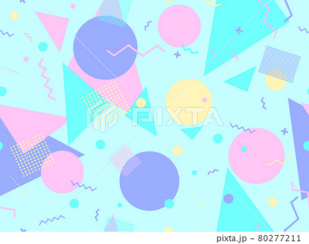 Memphis seamless pattern. Geometric elements memphis in the style of 80's. Trendy retro background for printing on paper, advertising materials and fabric. Vector illustration 80277211