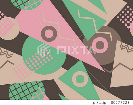 80s geometric seamless pattern with memphis elements. Trendy retro background for printing on paper, advertising materials and fabric. Vector illustration 80s geometric seamless pattern with memphis elements. Trendy retro background for printing on paper, advertising materials and fabric. Vector illustration 80277223