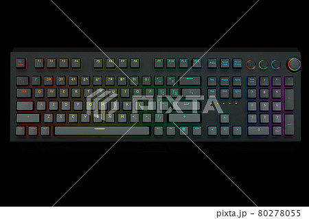 Computer keyboard with rgb colors isolated on black background. 80278055