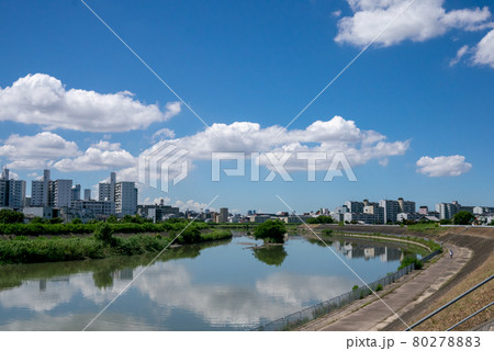 大阪府吹田市南正雀の安威川の風景 80278883