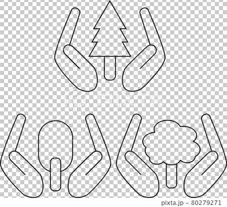 Hand icons to protect nature SDGs 80279271