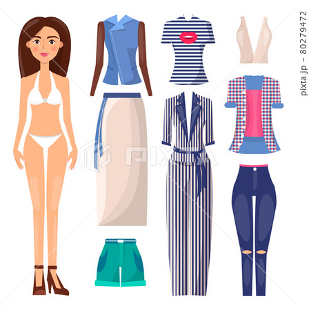 Summer Mode Poster with Girl in Swimsuit Vector Summer Mode Poster with Girl in Swimsuit Vector 80279472