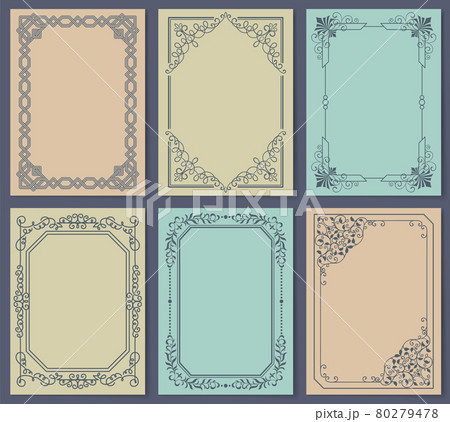 Decorative Frames Set of Curved Graphic Ornament Decorative Frames Set of Curved Graphic Ornament 80279478