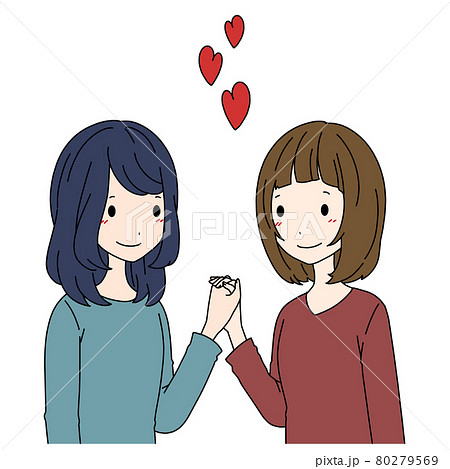 女性カップルのイラストのイラスト素材