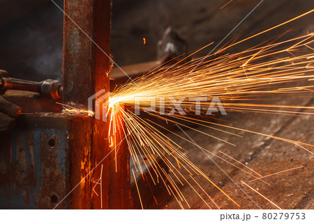 Sparks while cutting steel Sparks while cutting steel 80279753