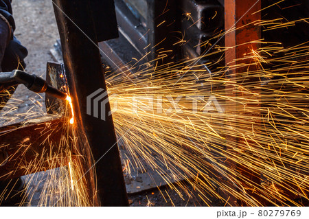 Sparks while cutting steel Sparks while cutting steel 80279769