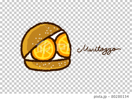 マリトッツォ(オレンジ)のかわいいイラスト・話題のスイーツ マリトッツォ(オレンジ)のかわいいイラスト・話題のスイーツ 80280134